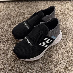 New Balance Kids Black and Gray Slip-On Sneakers